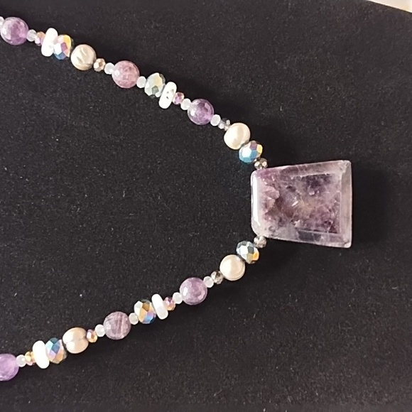 Beaded handmade Amethyst necklace - Picture 5 of 5